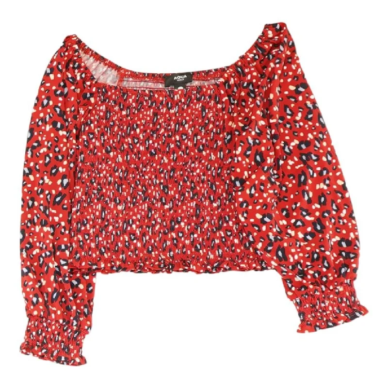 Red Animal Print Long Sleeve Blouse Loose Fit Blouse