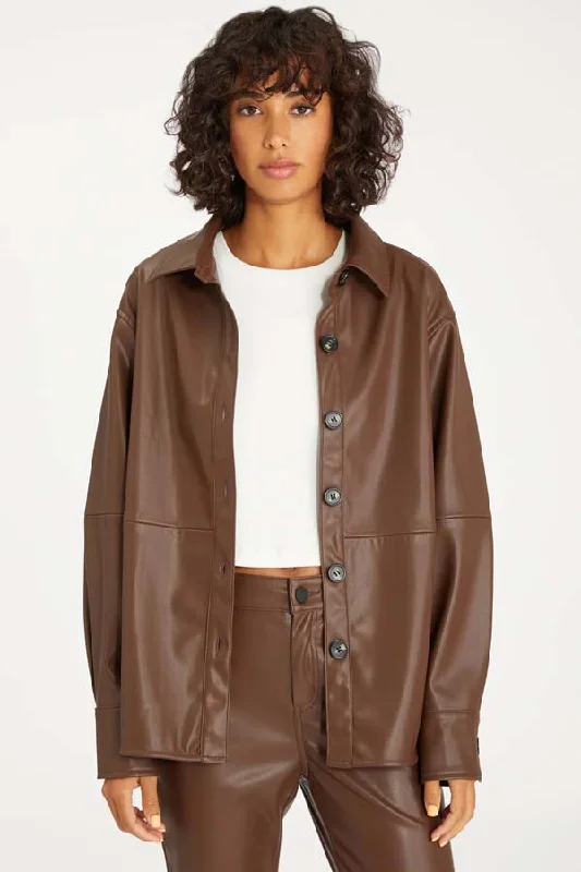 Sanctuary Leather Like Shacket Business Casual Blouse
