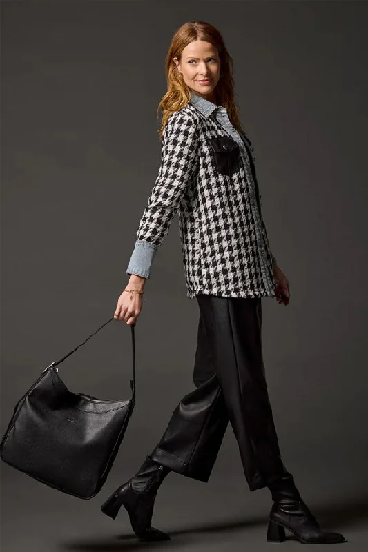 Tribal Button-Up Boucle Shacket Vintage Polka Blouse