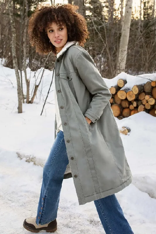 Tribal Long Shacket with Sherpa Lining Off-Shoulder Wrap Blouse