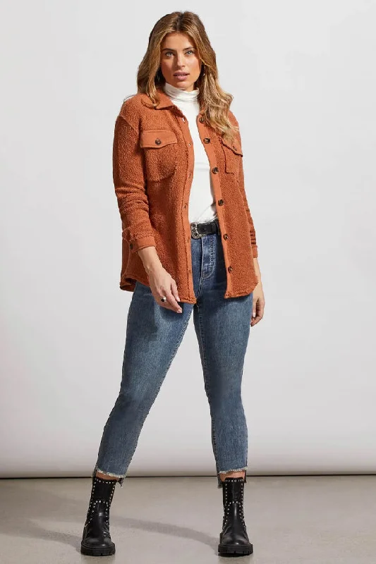 Tribal Raw Edge Cotton Shacket Chic Square Blouse