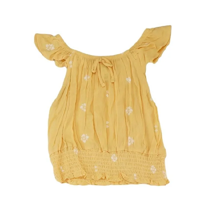 Yellow Floral Sleeveless Blouse Modern Oversized Blouse