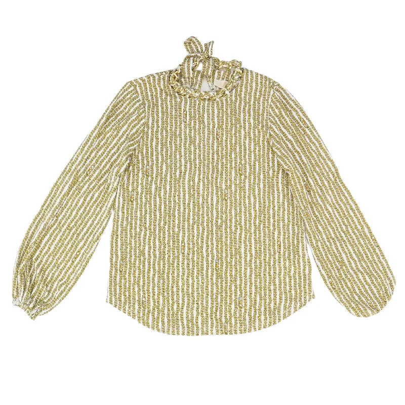 Yellow Misc Long Sleeve Blouse Sheer Sleeve Blouse