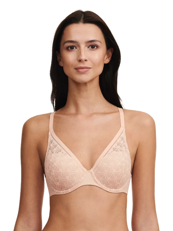 Memory Foam T-Shirt Bra In Nude Blush - Chantelle Seamless Knitted Crochet