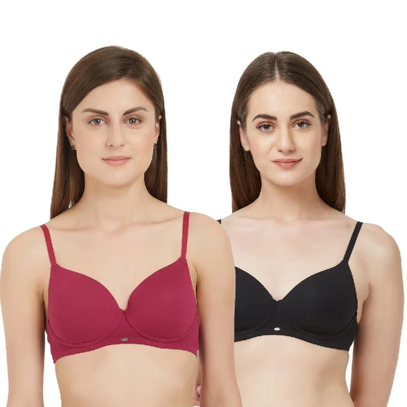 Semi/Medium Coverage Padded Non Wired T-shirt Bra(PACK OF 2)-CB-123 Front Pockets Side Pockets Patch Pockets Semi/Medium Coverage Padded Non Wired T-shirt Bra(PACK OF 2)-CB-123 Front Pockets Side Pockets Patch Pockets