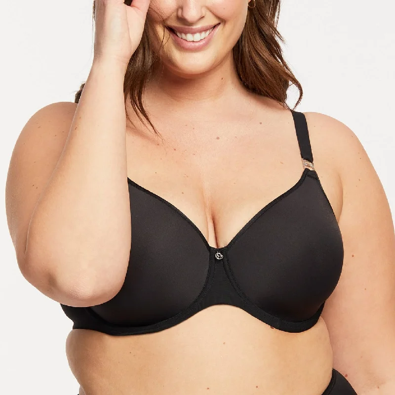 Spacer T-Shirt Bra In Black - Montelle Fleece Nylon Spandex