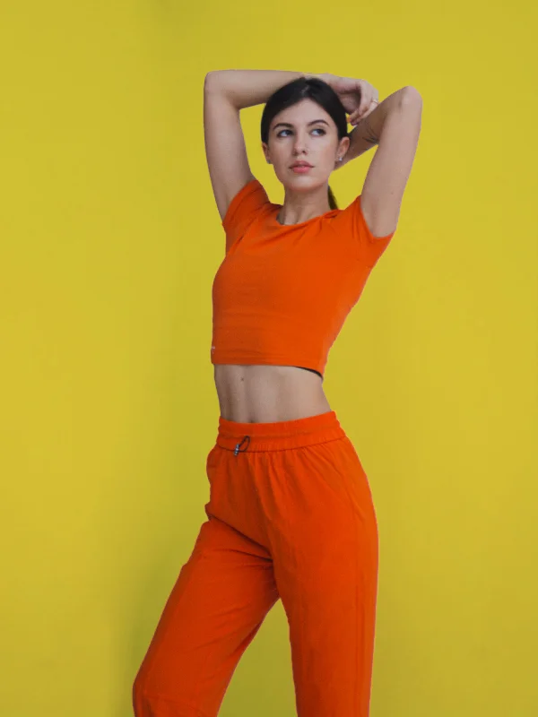 Miami Crop Tee - Orange Cashmere Blend Cotton Blend Poly Blend
