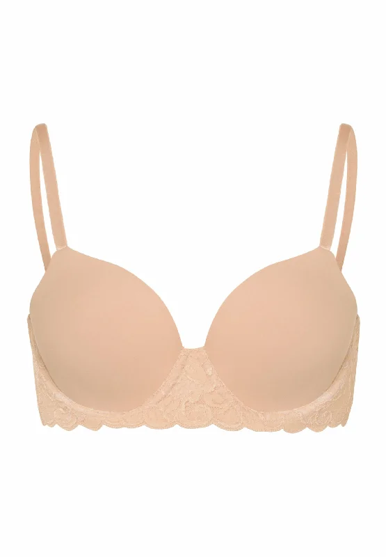Luxury Moments Lace T-Shirt Bra | Beige 71503-274 Collared T-Shirt Boat Neck A-Line