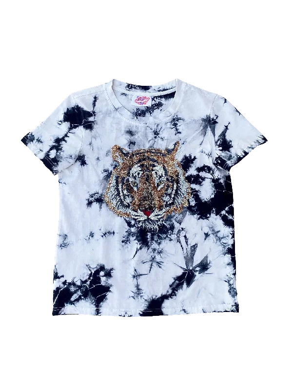 Acid Wash Tie-Dye Tiger Tee Fleece Nylon Spandex