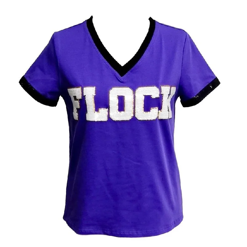 FLOCK Purple Color Rush Jersey Tee Ribbed Striped Patterned