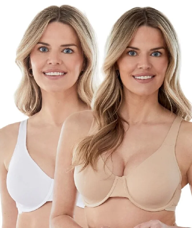 Bestform Unlined Cotton Stretch T-Shirt Bra with Underwire 2 Pack - Sand/White Chenille Fabric Brocade Fabric Lace Fabric Bestform Unlined Cotton Stretch T-Shirt Bra with Underwire 2 Pack - Sand/White Chenille Fabric Brocade Fabric Lace Fabric