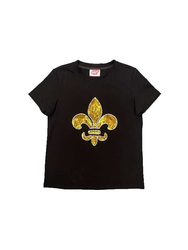 Black Fleur De Lis Tee Cashmere Blend Cotton Blend Poly Blend