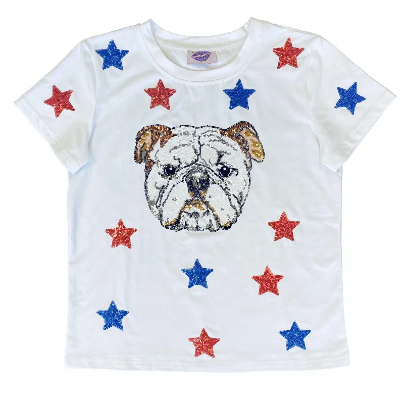 Blue and Red Star Struck Bulldog Tee Terry Blend Velvet Blend Canvas Blend