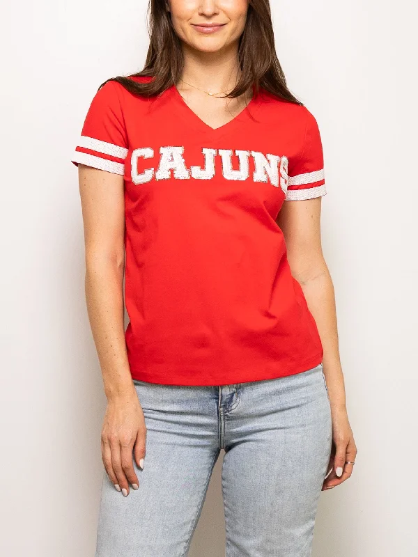 Cajuns Red Jersey Tee Chenille Fabric Brocade Fabric Lace Fabric