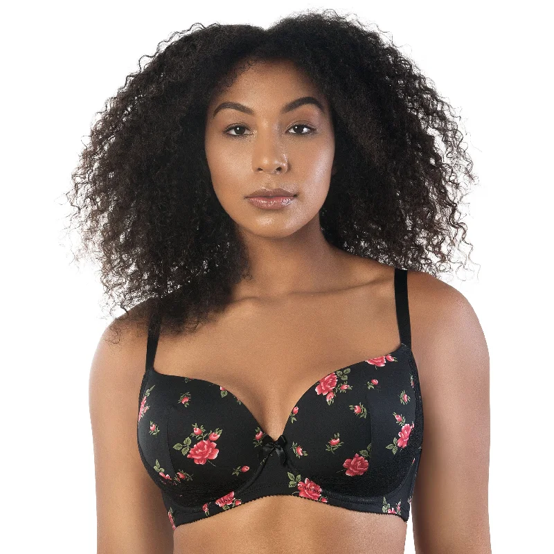 Casey Plunge Molded T-Shirt Bra Chenille Fabric Brocade Fabric Lace Fabric