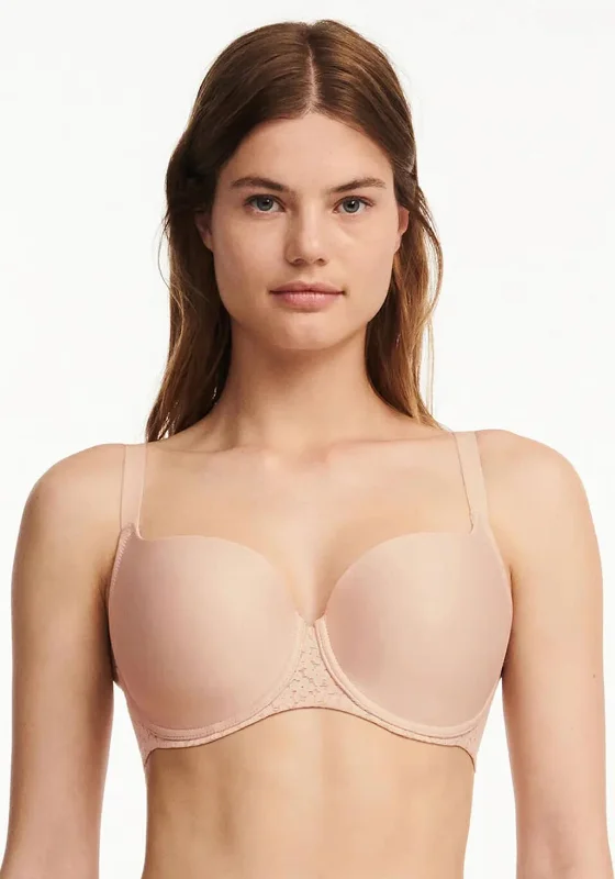 Chantelle Norah Smooth Sweetheart T-Shirt Bra, Nude Blush Seamless Knitted Crochet