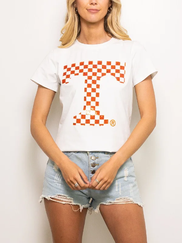CHECKERBOARD POWER T TEE Real Fur Shearling Chenille