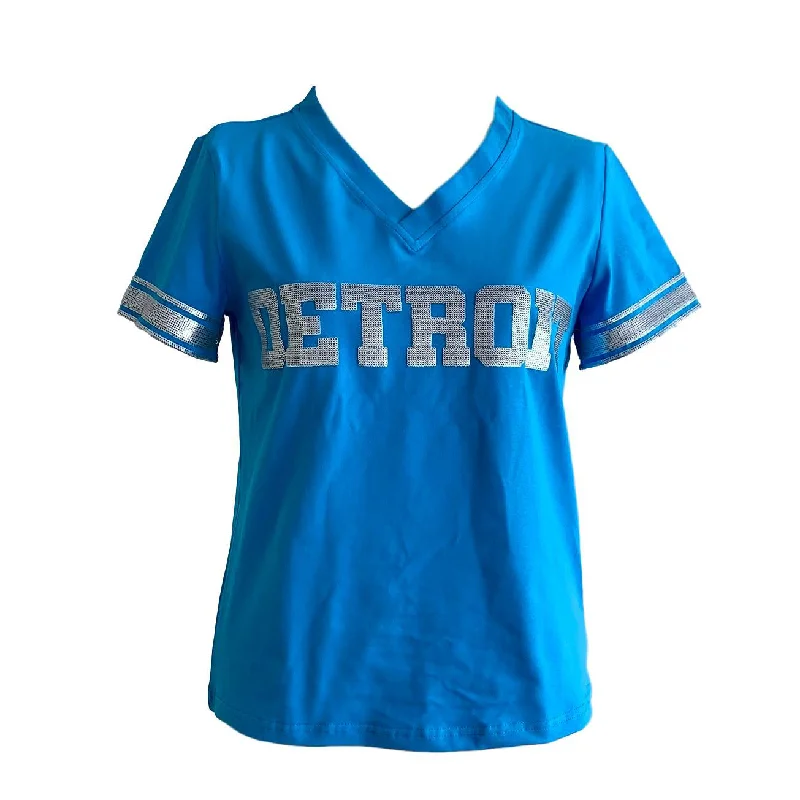 Detroit Blue Jersey Tee Spandex Blend Rayon Blend Denim Blend