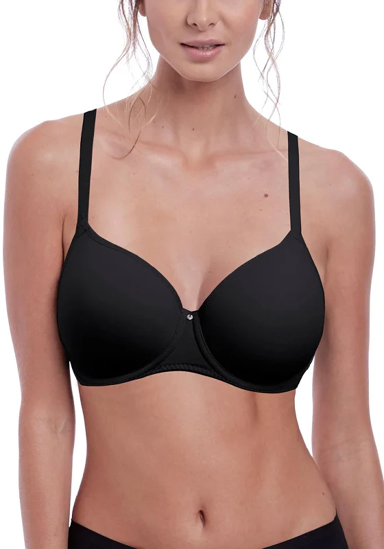 Fantasie Aura Moulded T-Shirt Bra, Black Silk Blend Satin Velvet
