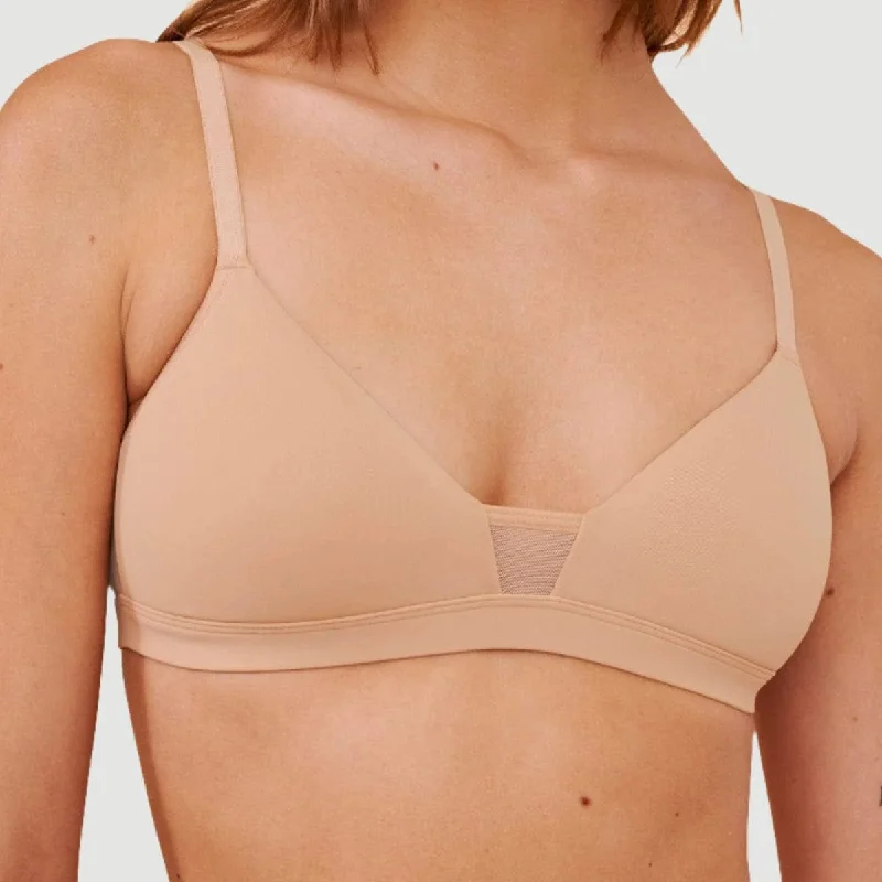 FeelGood Wirefree T-Shirt Bra Buff Basic T-Shirt Crew Neck Short Sleeve