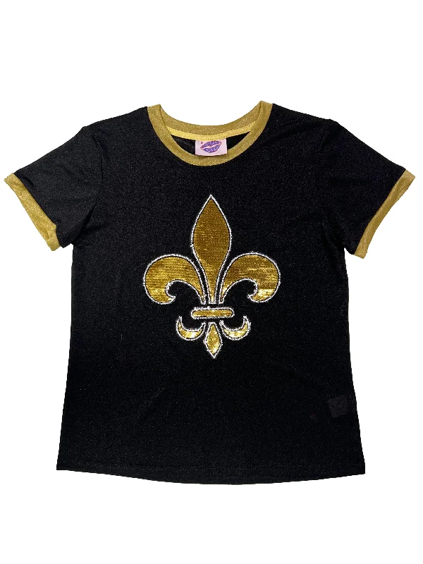 Fleur De Lis Glitter Tee Nylon Fabric Polyester Fabric Spandex Fabric