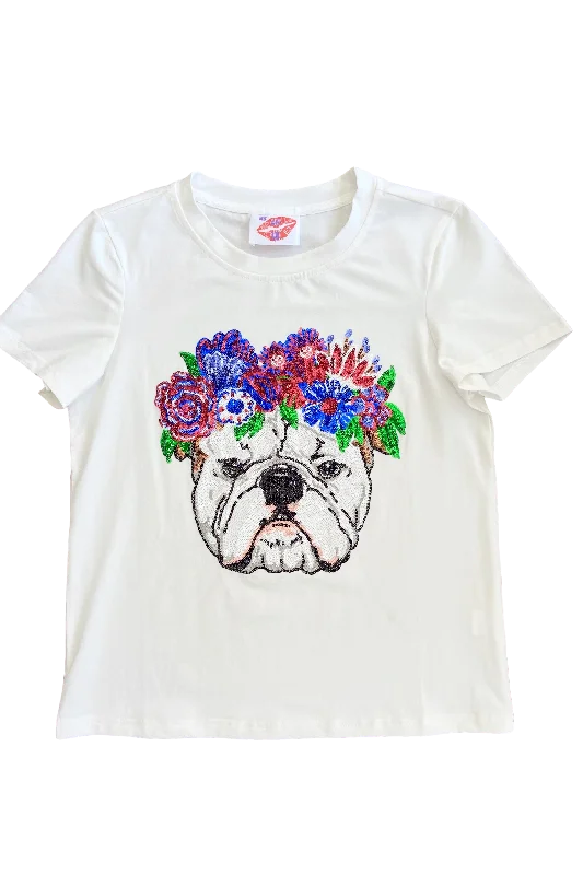 Flower Crown Bulldog Tee Faux Fur Fabric Real Fur Fabric Shearling Fabric