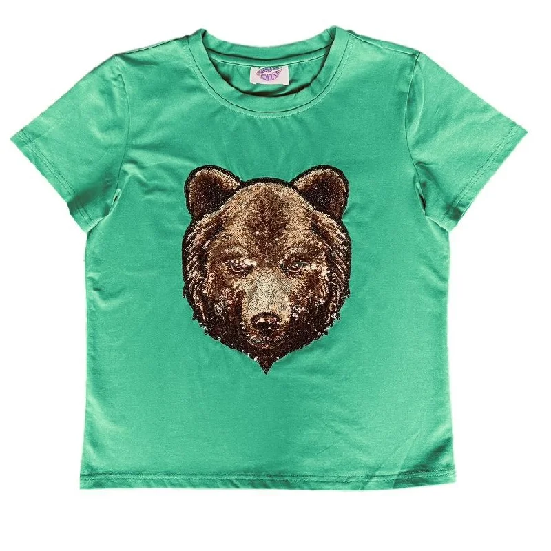 Green Bear Head Tee Polka Dot Checkered Tartan