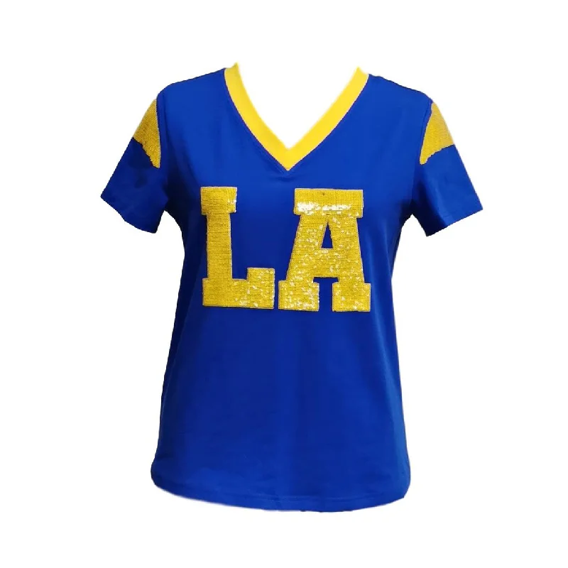 LA Royal Blue Jersey Tee Collared Crew Neck Turtle Neck