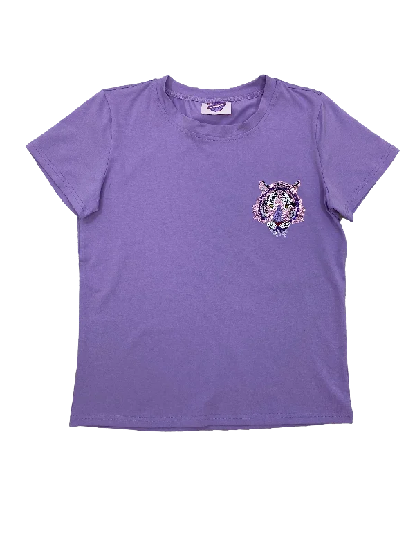 Lavender Pocket Tiger Tee Ribbed Striped Patterned