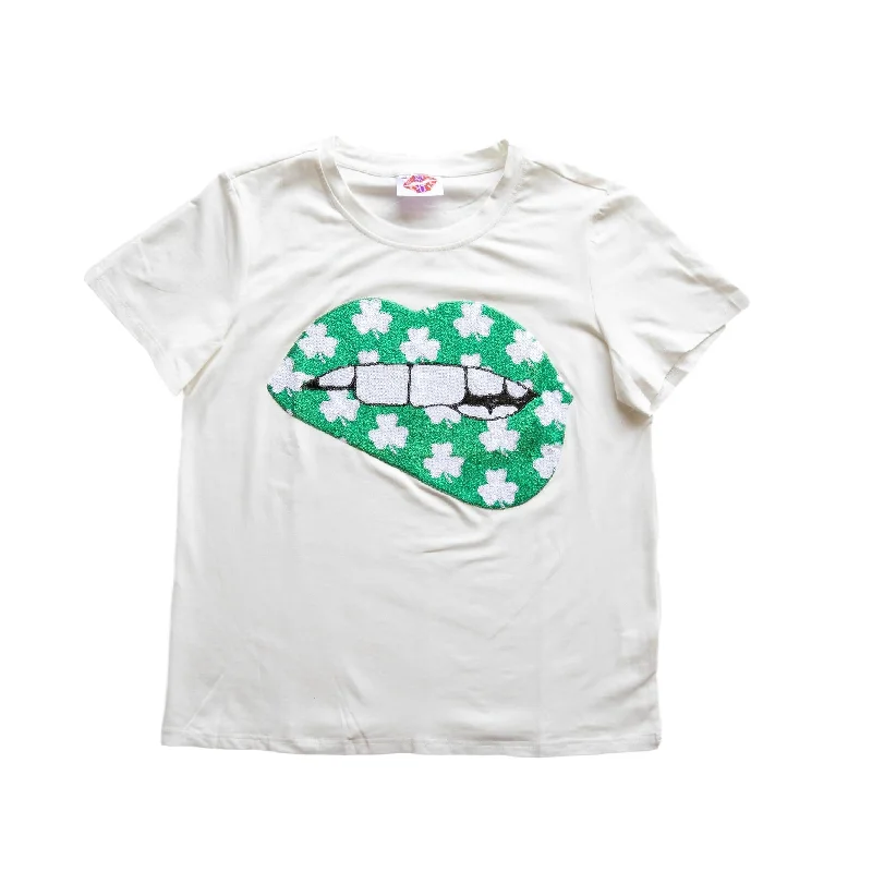 PRE-ORDER - Lucky Lips Shamrock Tee Satin Fabric Silk Fabric Chiffon Fabric