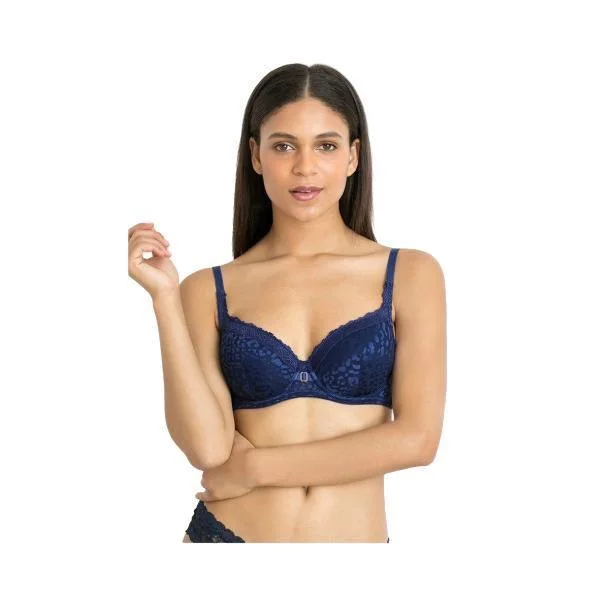 Luxe Lace Padded Wired T-shirt Bra Graphic T-Shirt Round Neck Polyester