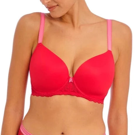 Offbeat Moulded Demi T-Shirt Bra In Chill Red - Freya Polka Dot Checkered Tartan