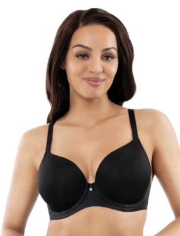 Parfait Elise Molded Underwired T-Shirt Bra, Black Chenille Brocade Lace