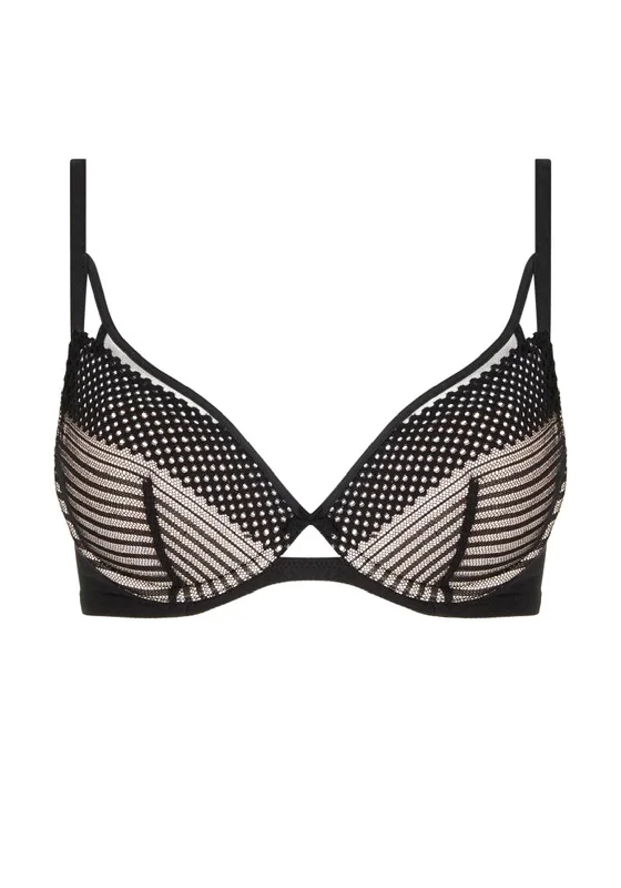 Chantelle Pulp Play Wired T-Shirt Bra, Black Zippered Buttoned Snapped