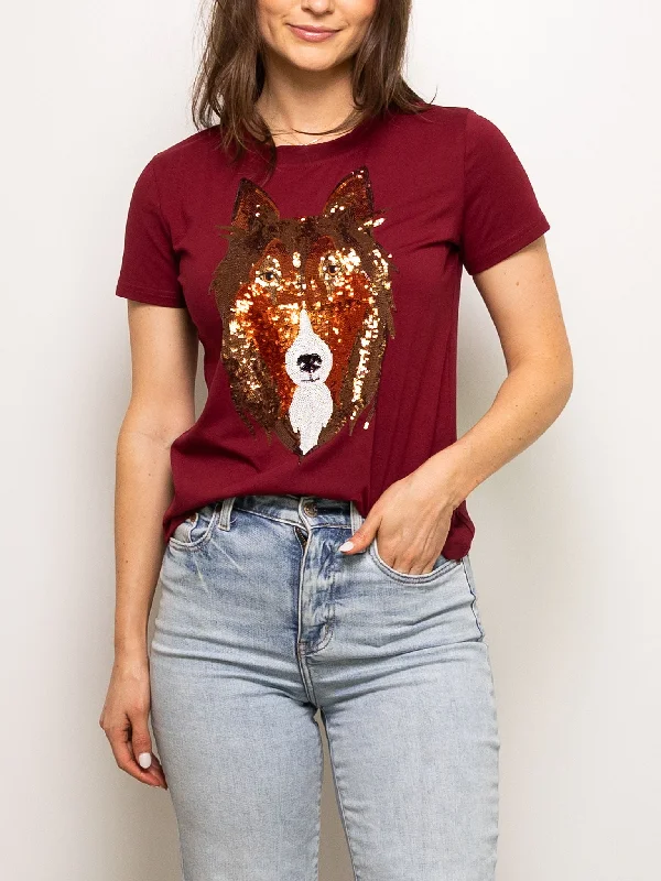 Collie Head Tee Mesh Blend Leather Blend Suede Blend