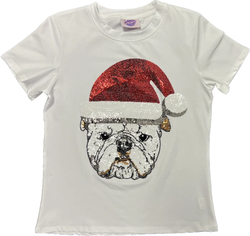 Santa Bulldog Tee Fashionable Trendy Casual