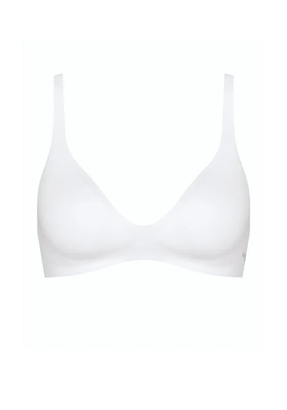 Sloggi Body Adapt Padded Cup T-Shirt Bra, White Solid Color Striped Floral