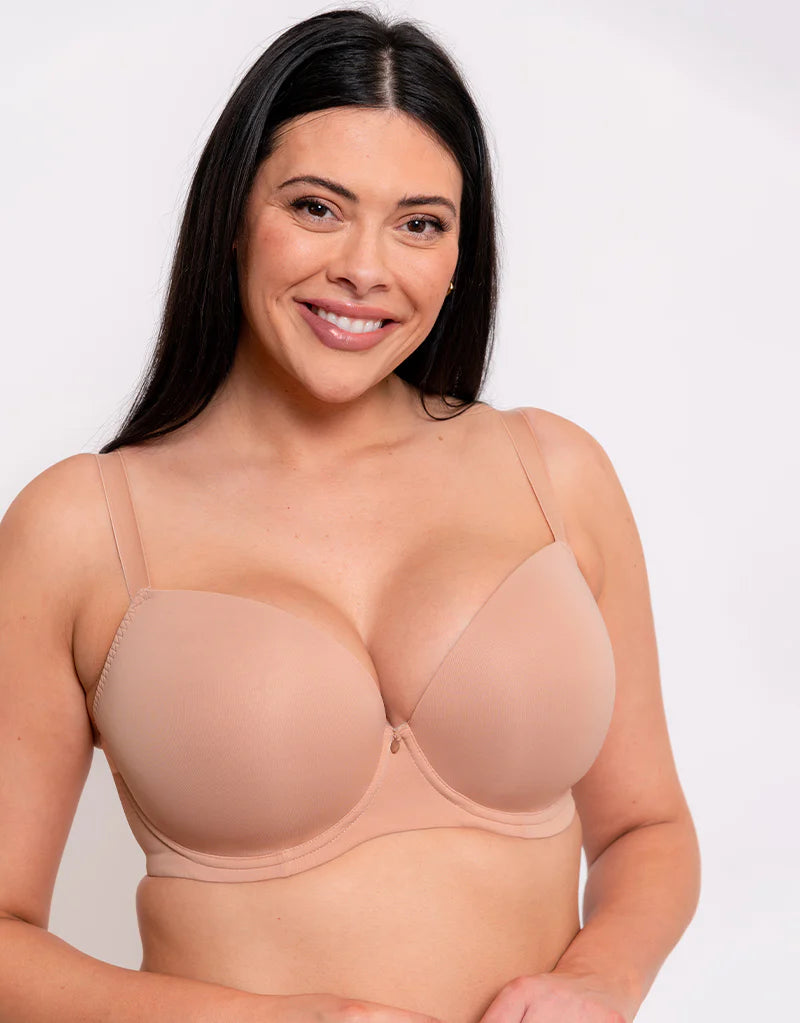 Smoothie T-Shirt Plunge Bra In Latte - Curvy Kate Collared Crew Neck Turtle Neck