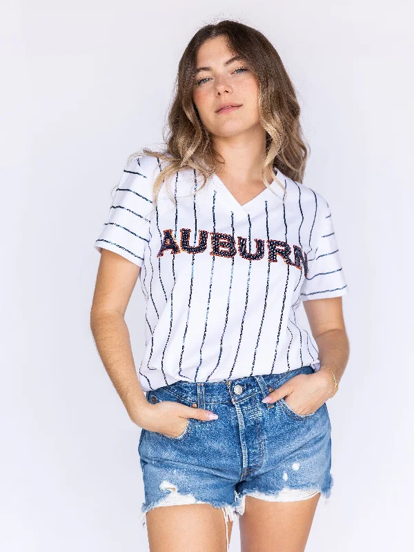 Sparkle Slugger Auburn Pinstripe Jersey Tee Mesh Fabric Canvas Fabric Denim Fabric