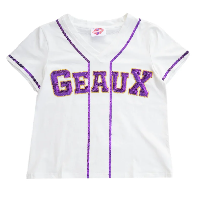 Sparkle Slugger GEAUX White Jersey Tee Terry Blend Velvet Blend Canvas Blend
