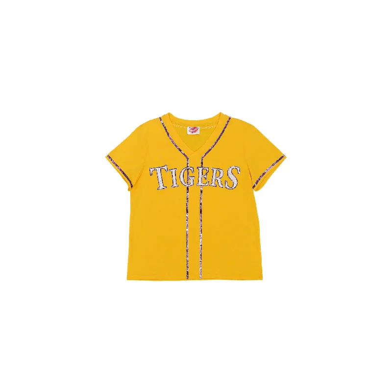 Yellow "Tigers" Slugger Tee Knit Fabric Woven Fabric Fleece Fabric