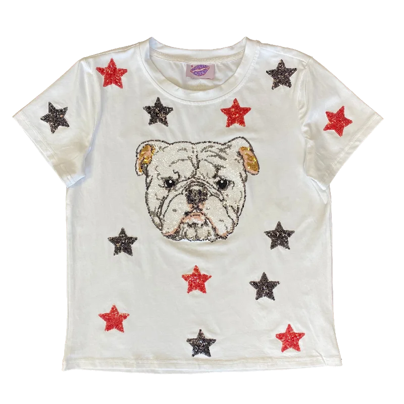 Star Struck Black and Red Bulldog tee Fashionable Trendy Casual