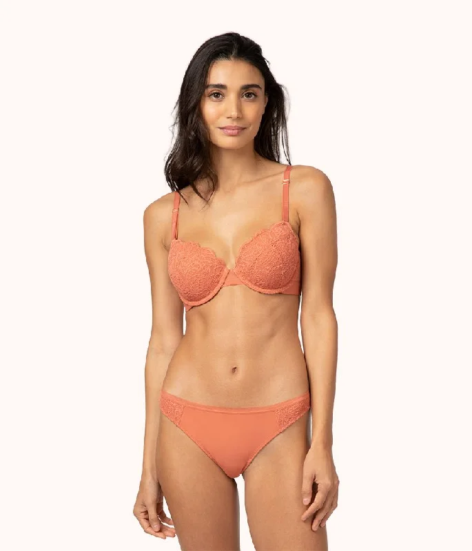 The Lace T-Shirt Bra: Terracotta Mesh Canvas Denim