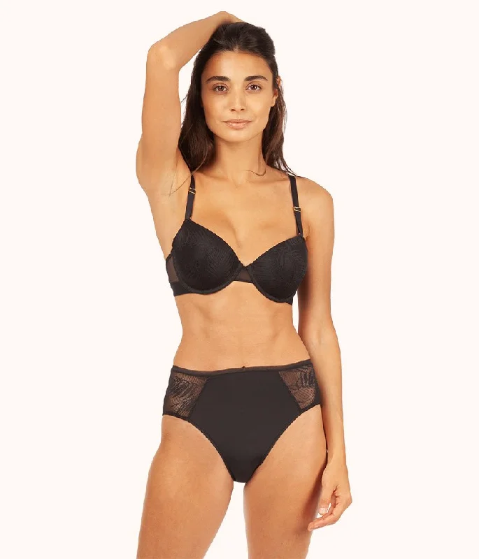 The Smooth Lace T-Shirt Bra: Jet Black Anti-Shrink Durable Soft