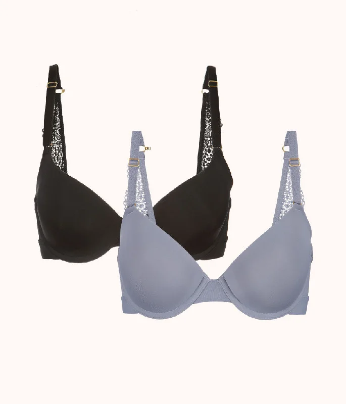 The T-Shirt Bra Bundle: Jet Black/Smoke Beaded Sequined Faux Fur