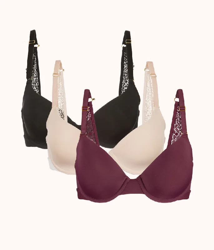 The T-Shirt Bra Trio: Toasted Almond/Jet Black/Plum Faux Fur Fabric Real Fur Fabric Shearling Fabric