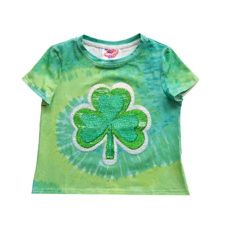 Tie Dye Shamrock Tee Basic T-Shirt Crew Neck Short Sleeve