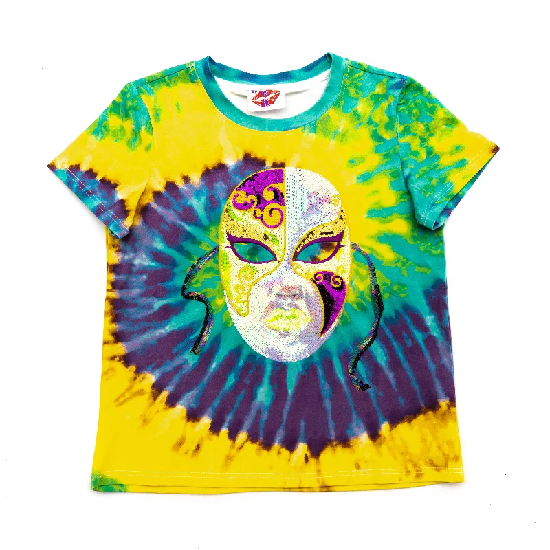 Tie-Dye Tuesday Mask Tee Asymmetrical Pockets Print