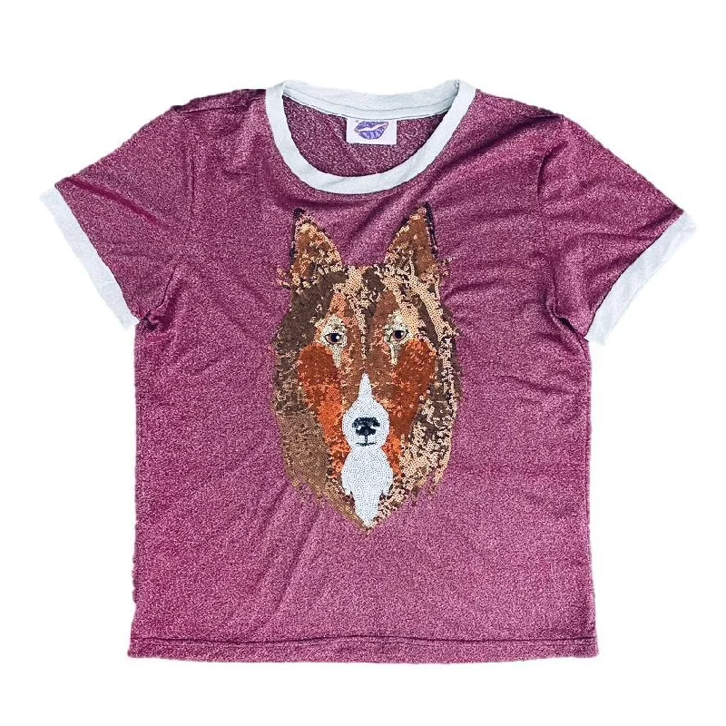Glitter Collie Tee Oversized T-Shirt Spandex breathable
