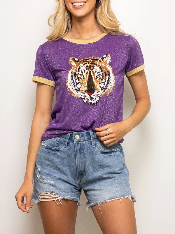 Glitter Tiger Tee Elegant Classic Vintage